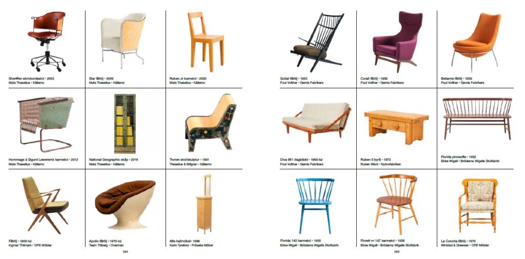 Insidesbild ur boken: Berättelser om småländska designmöbler