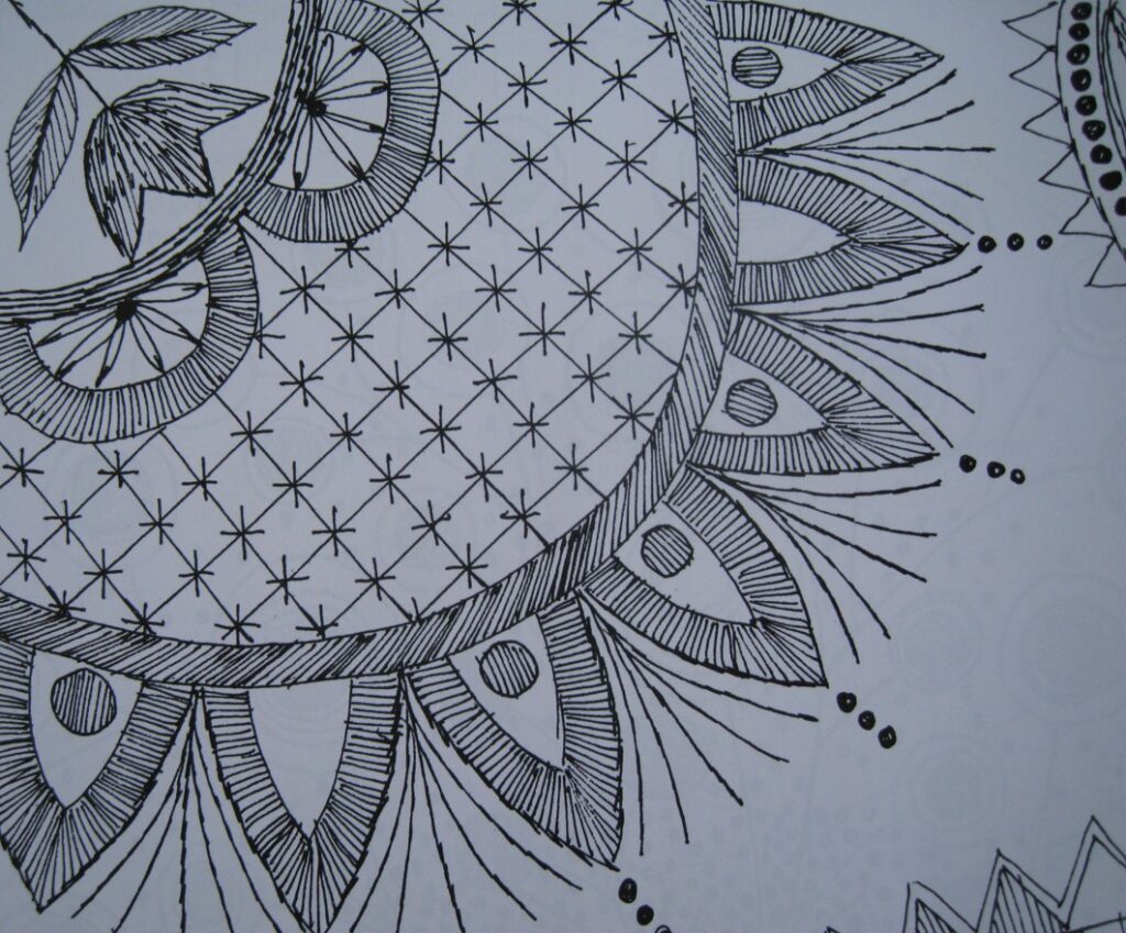 Insidesbild ur boken: Yllebroderier