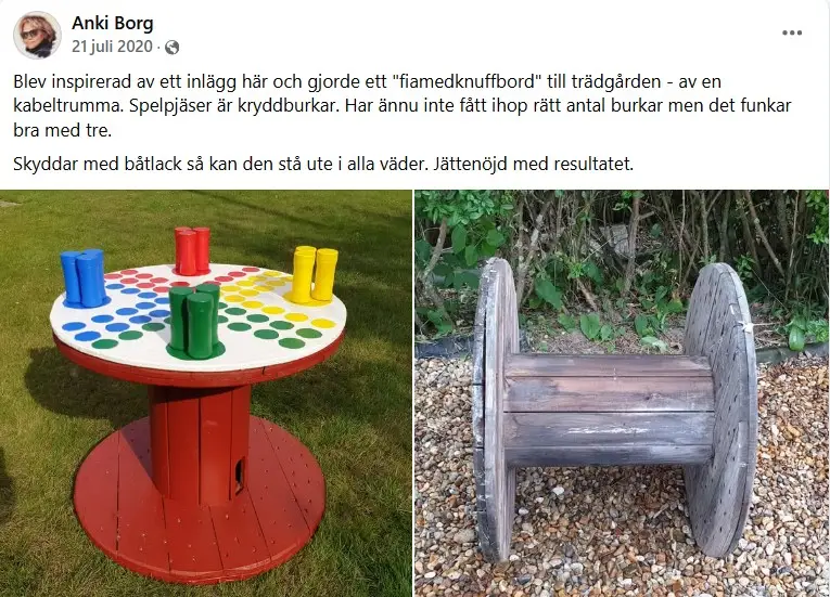 Återbruka Mera! Kabeltrumma blir Fiaspel