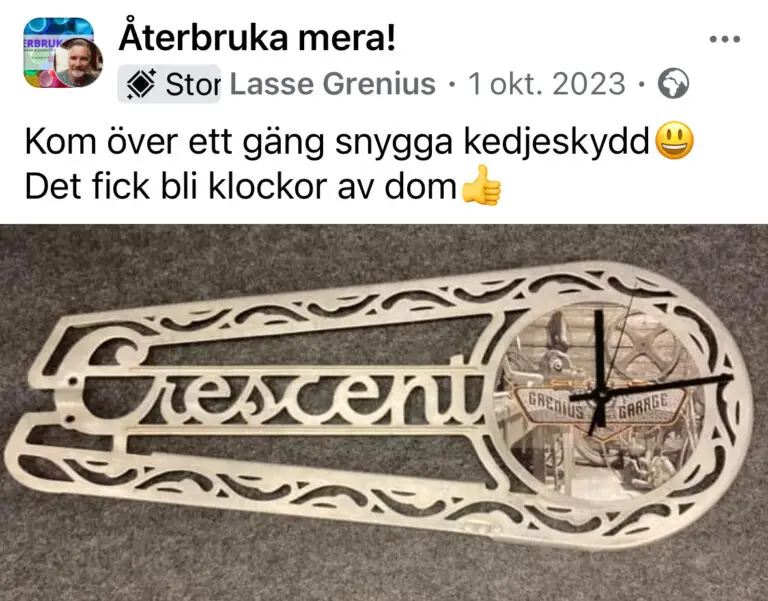 Återbruka Mera! Kedjeskydd blir klocka