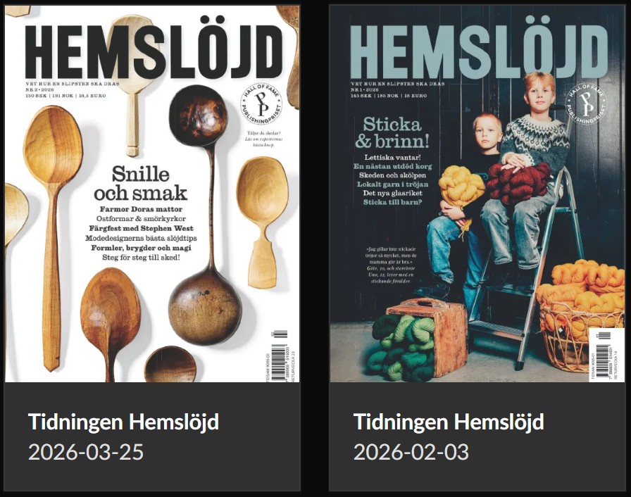 Tidningen Hemslöjd nr 1 2026 & nr 2 2026