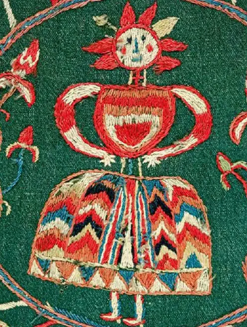 Insidesbild ur boken: Skånska yllebroderier