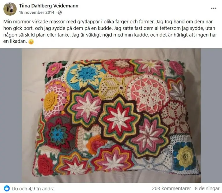 Inlägg i FB gruppen Återbruka Mera!