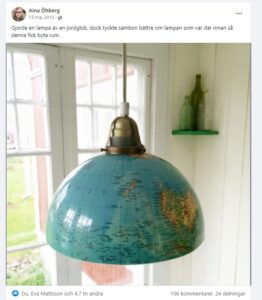 Inlägg i FB gruppen Återbruka Mera!