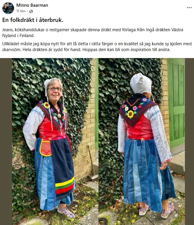 Inlägg i min grupp FB Återbruka Mera! Folkdräkt i återbrukat material